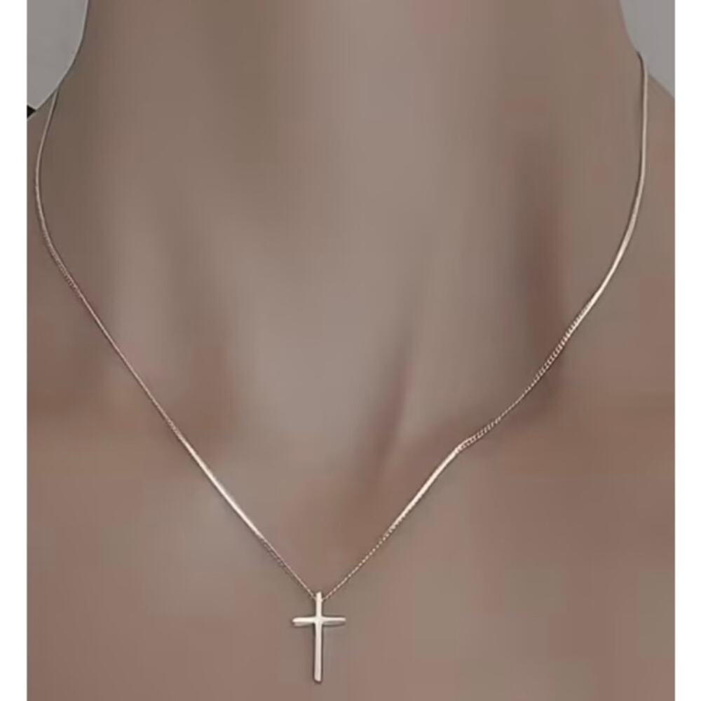 Necklace Cross Pendant 18inches Simple silver color chain
